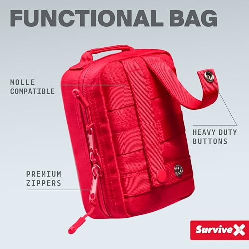 SurviveX Small First Aid Kit for Car, Travel & Home - Emergency Kit for Hiking, Camping, Backpacking and Outdoors - Includ...