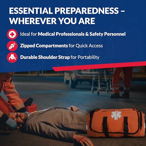 First Responder Trauma First Aid Kit Bag – Fully Stocked Emergency Medical Kit for Workplace, Vehicle & Home – OSHA & ANSI...