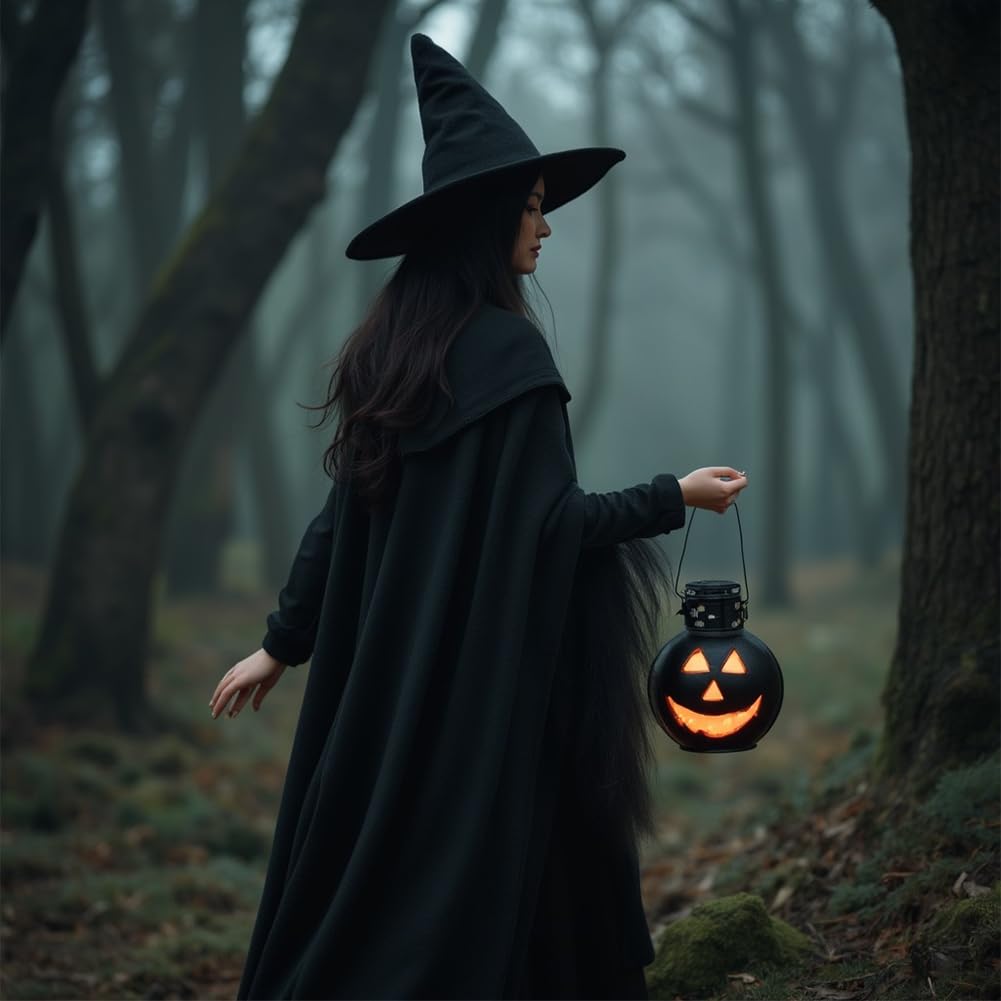 VALOZENC Adult Wizard Hat Black Large Witch Sorcerer Hat Halloween Costume Accessories for Cosplay