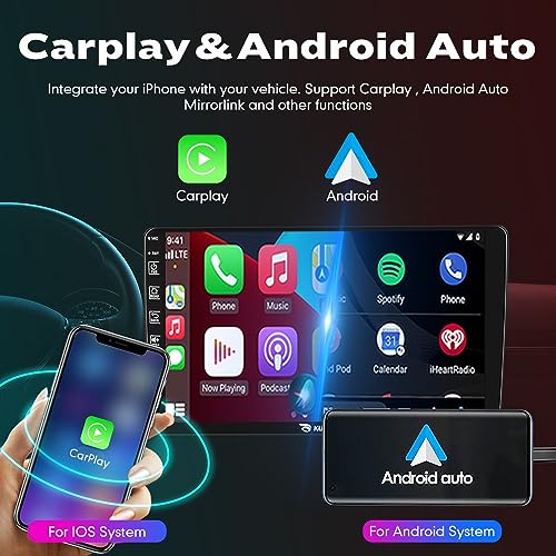 Kunfine Car CarPlay Android Auto Navigation Stereo GPS Radio Reverse Camera Display 9" IPS Touchscreen Headunit Tablet Pad...