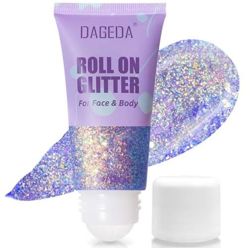 DAGEDA Roll-on Body Glitter,Holographic Face Hair Glitter Gel for Festival Outfit Mermaid Accessories,Chameleon Color Body...