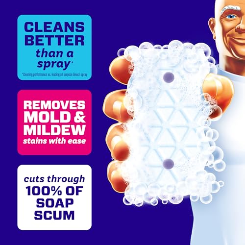 Mr. Clean Magic Eraser Sponge, Bathroom Cleaner, Shower Cleaner, Tub Cleaner, Soap Scum Remover, Bathroom Cleaning Supplie...