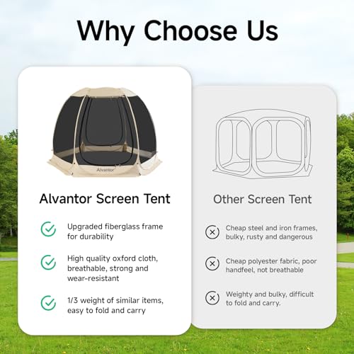 Alvantor® Screen House Gazebo, Pop Up Igloo Screened Canopy Tent with Mosquito Netting Sides, Instant UV Resistant Sun She...