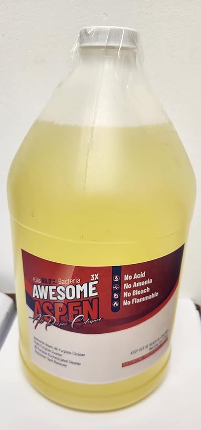 Aspen Awesome All Purpose Cleaner, 4-Pack (128 oz Each) – Concentrated Formula, Degreaser, and Multipurpose Cleaner – Heavy Duty Bulk Cleaning Supplies for Home, Auto, Kitchen & Business