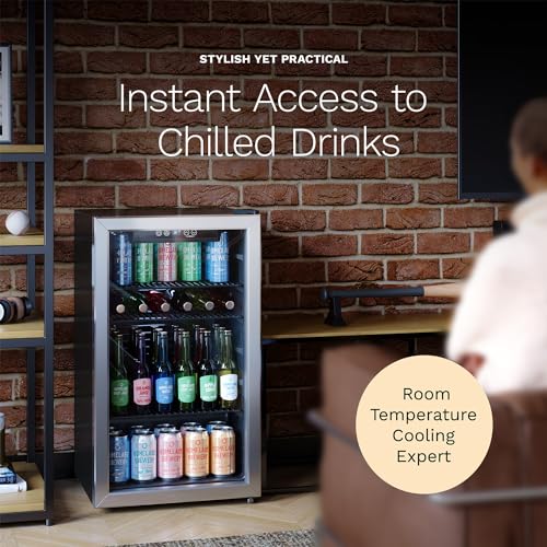 hOmeLabs Beverage Refrigerator and Cooler - 120 Can Mini Fridge with Glass Door for Soda Beer or Wine - Small Drink Dispen...