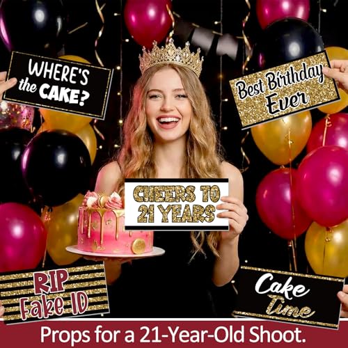 Beeveer 24 Designs 21 Birthday Photo Booth Props Double Sided 11x5.5 Inch Photo Booth Props 21th Bday Parties Decorations ...