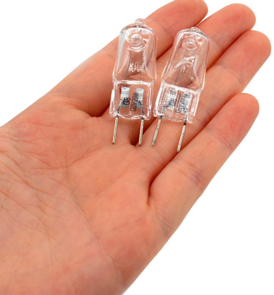 JCD 10PCS G8 Halogen Bulb 20W 120V, Bi-Pin Xenon Light Bulbs, Warm White, Dimmable, for Under Cabinet Puck Lights
