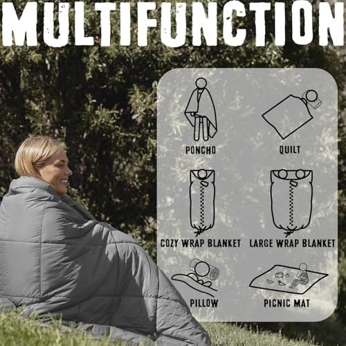 ZIPPIES 3M Thinsulate Insulation Puffy Camping Blanket for Cold Weather, Queen Size Warm Camping Quilt with Zipper, Waterp...