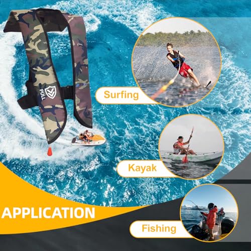 HWAYAN Manual Inflatable Life Jacket| Inflatable PFD Vest Adult| Life Vest for Adults| Outdoor Water Sports| Supports up t...