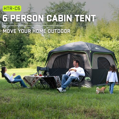 Happy Travel Tent 6 Person Tents for Camping, Waterproof Easy Setup Camping Tent with Rainfly, Portable Large Family Cabin...