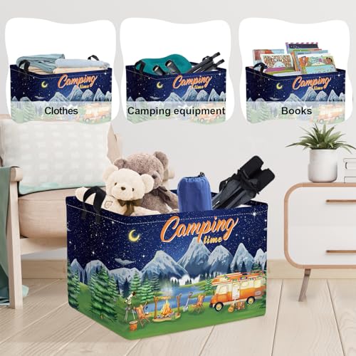 Clastyle Black Night Camping Storage Basket Clothes Toy Tool Food Picnic Basket Outdoor Beach Pool Towel Basket Rectangle ...