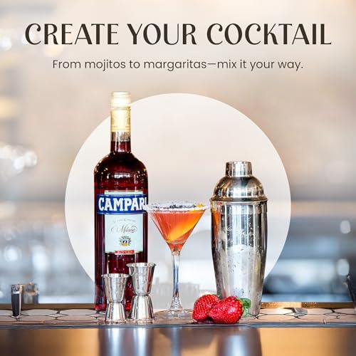 Mixology & Craft 16-Piece Stainless Steel Cocktail Shaker Set, 24 oz Cobbler Martini Shaker, Mixology Bartender Kit with S...