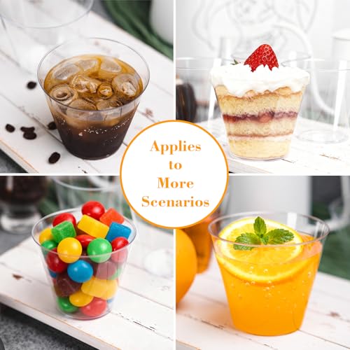 N9R 100PCS 9 oz Clear Plastic Cups for Cold Beverages, Disposable Plastic Cups Tumblers, Heavy Duty Cocktail Cups for Part...