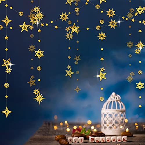 Cheerland Glitter Gold Star Garlands Star Party Decoration Celestial Streamer Space Birthday Decorations Galaxy Backdrop H...