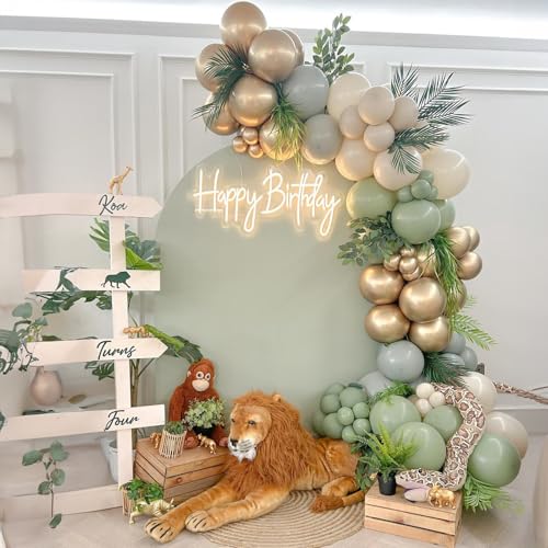 Sage Green and Gold Balloons, Pastel Sage Gold Party Balloons, Eucalyptus Olive Mint Green Biodegradable Balloon for Baby ...