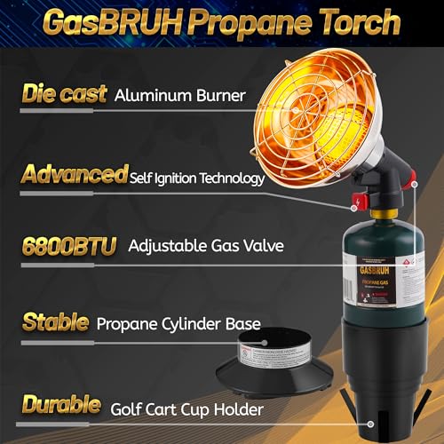 Golf Cart Heater with Cup Holder & igniton for Most Golf Cart Yamaha and Club Car, 2-IN-1 Portable Propane Camping Heater ...