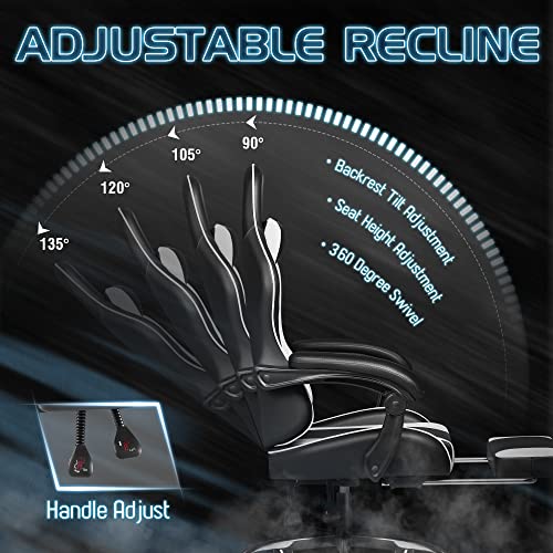 Homall Gaming Chair, Video Game Chair with Footrest and Massage Lumbar Support, Ergonomic Computer Chair Height Adjustable...
