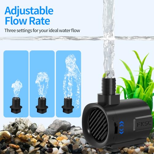 50 GPH Submersible Water Pump - Fountain Pump for Aquarium & Fish Tank Mini, Adjustable Flow Control, Dual-Suction Side/Bo...