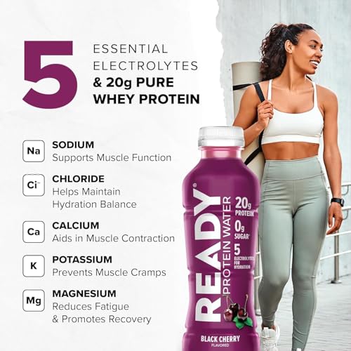 Ready® Clear Protein Water - 20g Whey Protein Isolate, Zero Sugar, Low-Calorie Sports Drink for Hydration & Recovery - Ele...