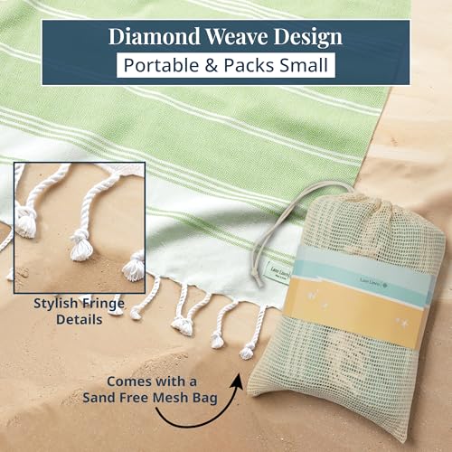 LANE LINEN Beach Blanket Sandproof – Lightweight Oversized Picnic Mat with Quick-Dry Comfort & Diamond Weave Design 82"x8...