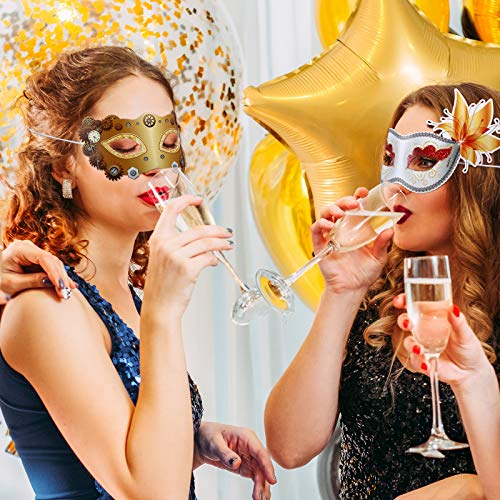 Sumind 12 Pieces Mardi Gras Mask Bulk Venetian Carnival Mask Retro Punk Masquerade Party Decoration for Mardi Gras Fancy C...