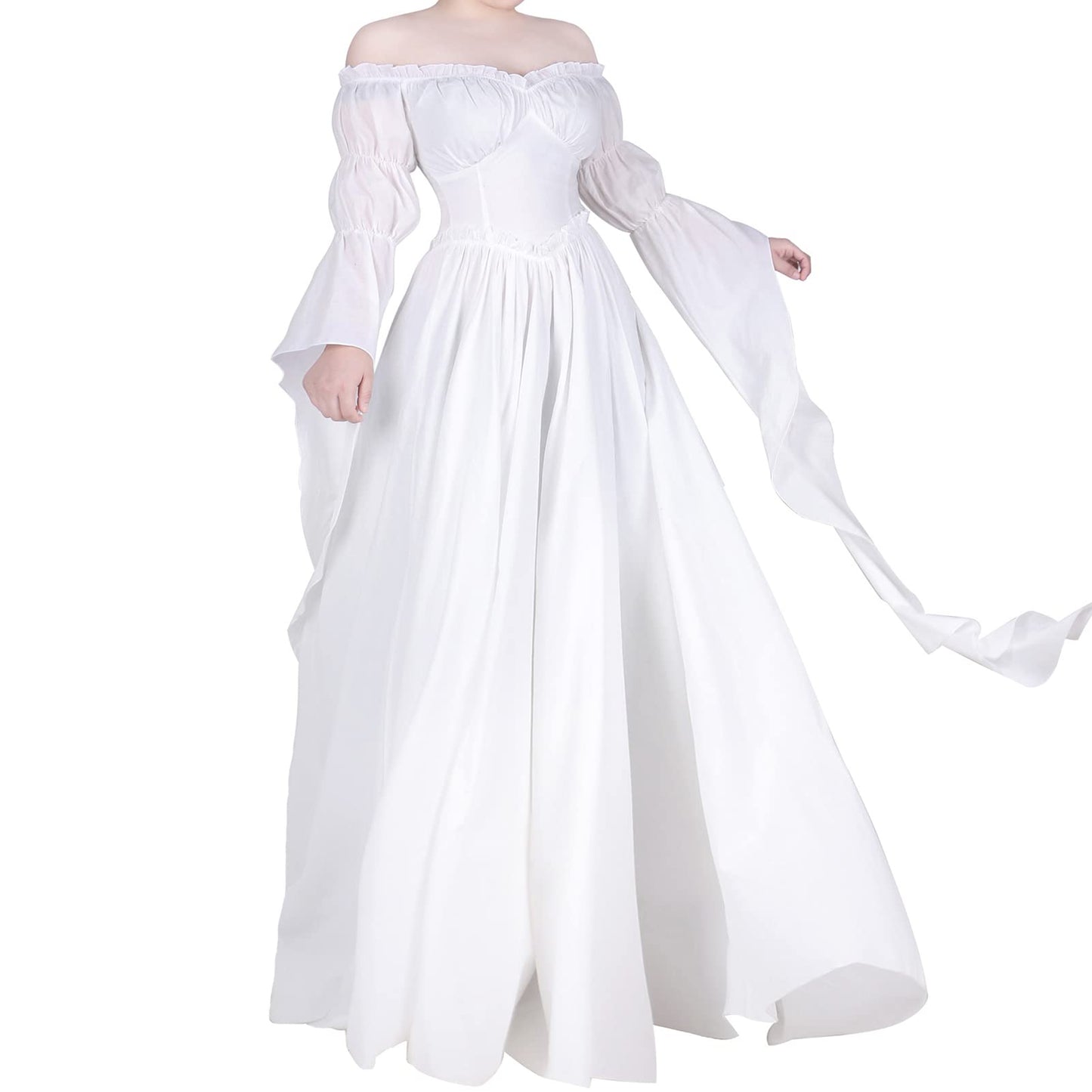 Vibsion Medieval Renaissance Dress Renaissance Faire Costume for Women Victorian Gothic Witch Wedding Dresses S/M