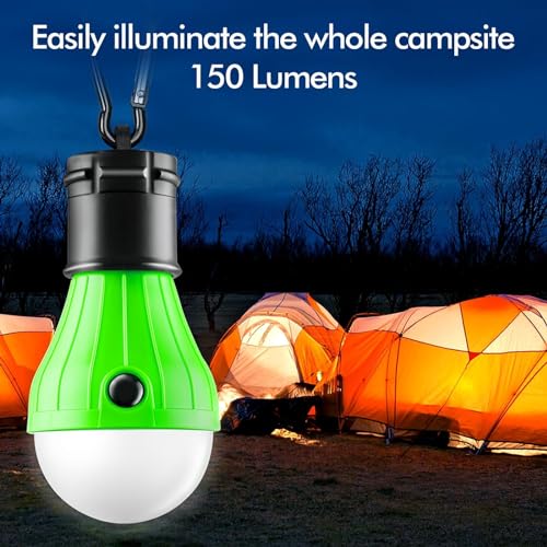 FLY2SKY Portable LED Tent Lamp, Clip Hook Hurricane Emergency Light Bulb, Camping Equipment Lanterns for Hiking, Backpacki...