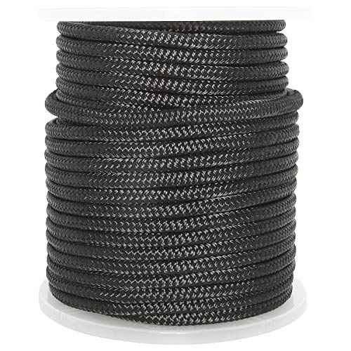NovelBee 3/8 Inch X 300 Feet Double Braid Nylon Anchor Line with Stainless Steel Thimble and Plastic Chuck