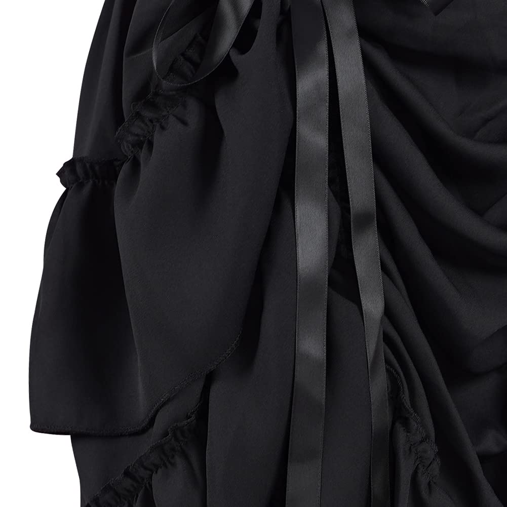 Cacycasa Womens Steampunk Victorian Cosplay Costume High-Low Show Skirt (Small, Black)