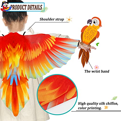 IROLEHOME Bird-Costume-Parrot-Wings for Kids with Bird Headbands, Boys Girls Eagle Dress-up Cape Christmas Gifts Party Favors