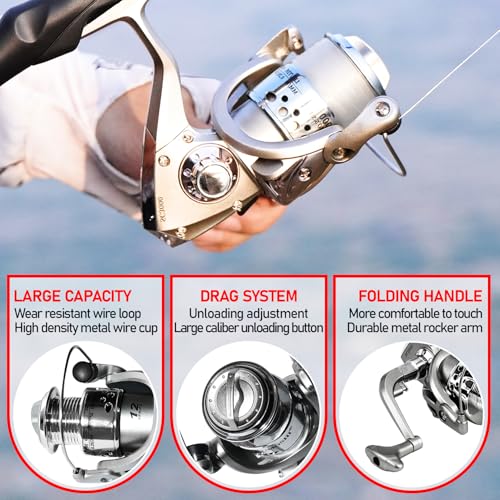 Telescopic Fishing Rod Combo - 2PCS 6.9 7.89FT Collapsible Carbon Fiber Pole Set, Spinning Reel Lures Lines Kits with Carr...