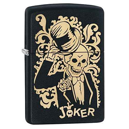 Zippo Joker Pocket Lighter, Black Matte Joker, One Size
