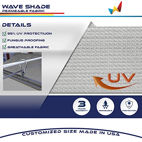 Windscreen4less 4' x 12' Retractable Sun Shade Canopy Cover Sliding Wave Shade Sail for Pergola Patio Deck Yard Gazebo Out...