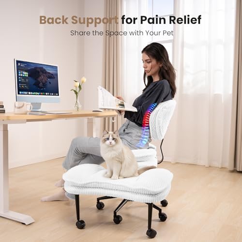 Cross Legged Office Chair, Ergonomic Cloud Criss Cross Desk Chair, Meditation Chair with Wheels, Height Adjustable Seat fo...