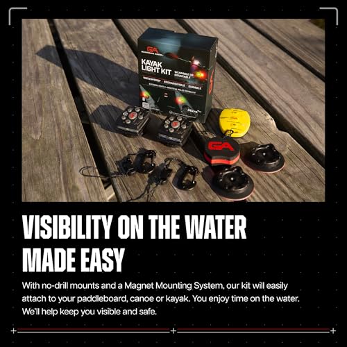Guardian Angel Kayak Light Kit – Rechargeable, Mountable Safety Lights with Magnetic Mounts & Wireless Remote - Long-Lasti...