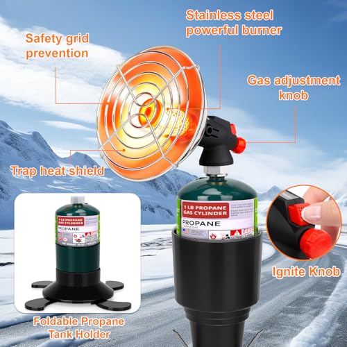 Golf Cart Heater, Portable Propane Heater with Self Igniter, 2-in-1 Outdoor Space Heaters with Cup Holder & Cylinder Base,...