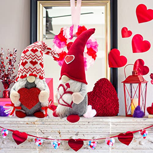 Teeker Valentines Day Decor - Valentines Day Decorations - Red Valentine Couple Plush Gnomes Decorations for Home, Indoor,...