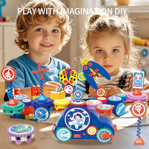 STEM Learning Gears Toys for Boys Girls Age 3+ Years old, Toddler Engineers Building Toy Set for 3-5, 30Pcs Educational Co...