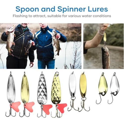 CATCHRO 409 Pcs Fishing Lure Kit & Tackle Box Set, Complete Fishing Stuff for Freshwater & Saltwater, Kids Tackle Box with...