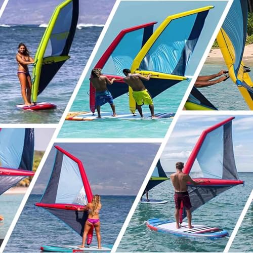 Inflatable Sail, Professional Inflatable Paddle Board with Rotatable Base and Visualization Window, Windsurfing