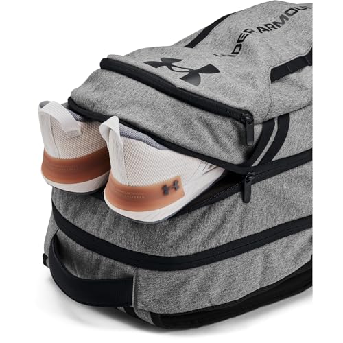 Under Armour Unisex-Adult Hustle 6.0 Backpack, (026) Castlerock Full Heather/Black/Black, One Size Fits Most