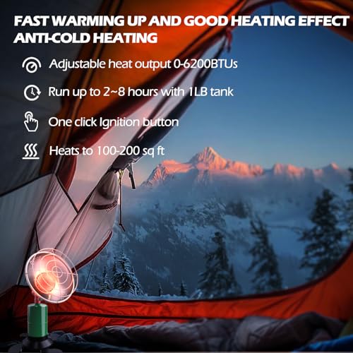 Propane Heater - 8000 BTU Portable Tent Heater, Camping Gas and Stove, Patio Heaters with with Shut-off Valve and Tip-over...