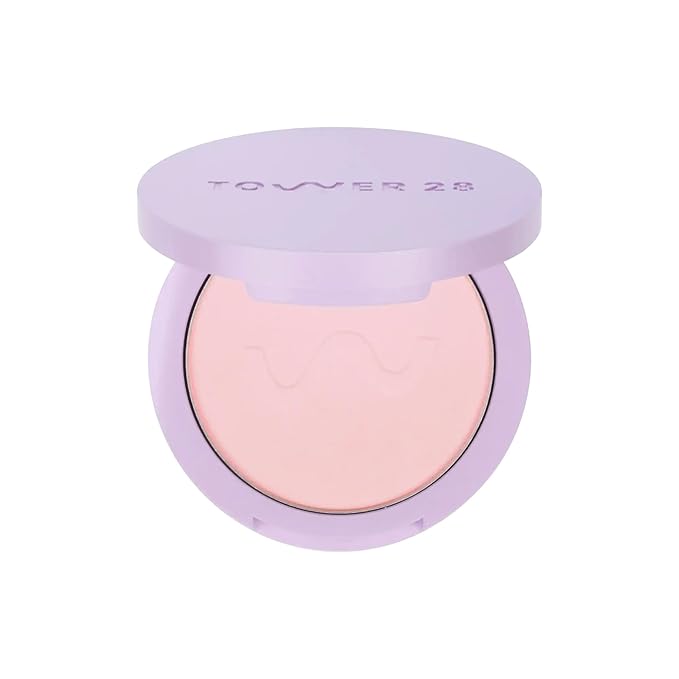 Tower28 GetSet Pressed Pink Setting Powder - Talc-Free Face Powder for Sensitive Skin with Kaolin Clay + Squalane - Brightens Skin + Sets Face Makeup - Transfer/Sweat-Proof - Pink Palisades (0.35 oz)