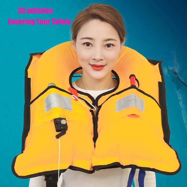 Adult Kayak Vest High Buoyancy Swim Vest Manual Inflatable Women's Men's Adjustable Safety Jacket Swimming Fishing Outdoor...