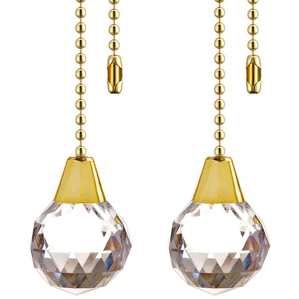 Akahttbn Ceiling Fan Pull Chain Chain Extender Extension For Ceiling Light Fan Chain 12 Inches Prism Ball Pendant Fan Pulls Set