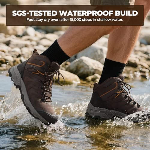 NORTIV 8 Men's Waterproof PRO Hiking Boots Outdoor Lightweight Non-Slip Arch Support Trekking Camping Ankle Boots Armadill...