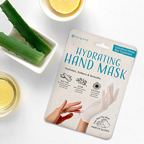 Nu-Pore Moisturizing Gloves - Hand Mask for Dry Hands and Moisturizer with Jojoba Oil and Aloe Vera to Help Repair and Soothe Ex