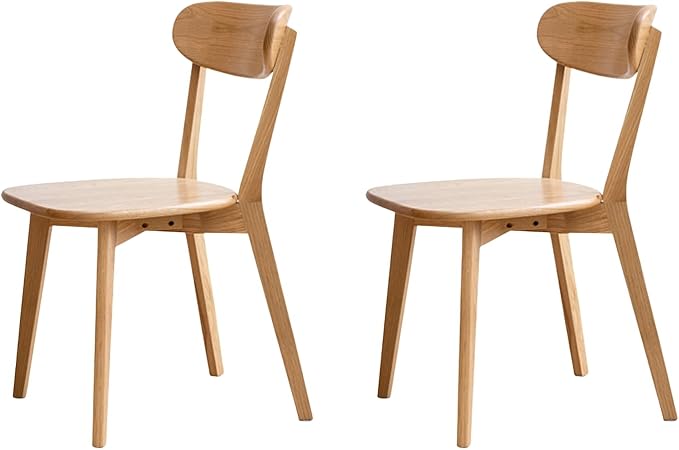 Hymus 100% Solid Oak Wood Dining Room Chairs - Practical Kitchen Chairs for Dining Room, Kitchen, Living Room (2, Natural)