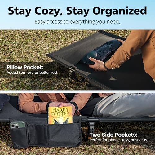 Mojest Ultralight Camping Cot for Adults - Portable Folding Camping Bed, Supports 350 lbs - Lightweight for Travel, Campin...