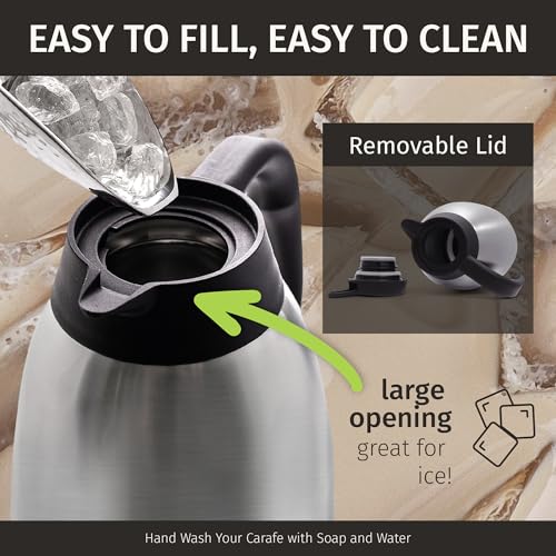 Cresimo Thermal Coffee Carafe 68oz / 2L - 12 Hours Hot Beverage Dispenser, Insulated Stainless Steel Carafe for Liquids, C...